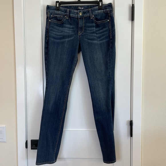 Express Womens Size 10 Regular Jeans Skinny EVA Curvy Fit Mid Rise Denim Blue - Picture 1 of 16